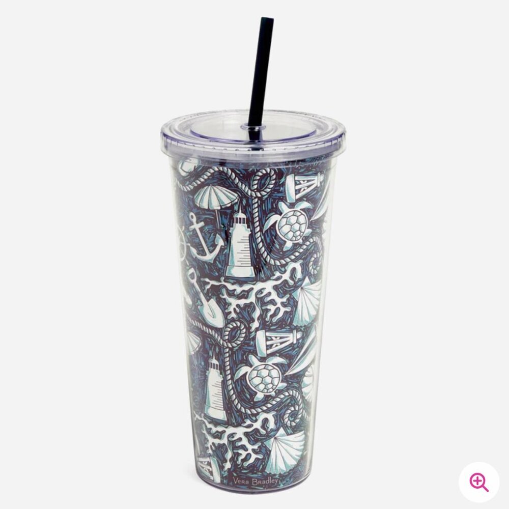 Vera Bradley Travel Tumbler 24oz Shore Enough NWT